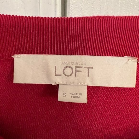 Loft Size S Red Holiday Sweater. Good used condition. Dolman sleeve - Picture 4 of 5